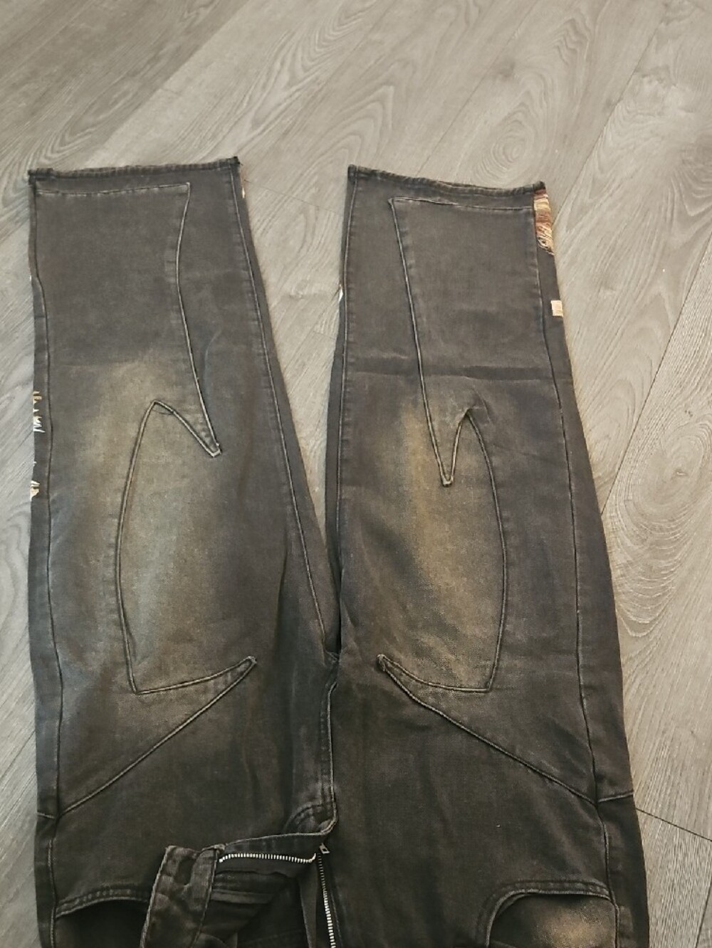 Jaded London Black Jeans with Brown & Tan Embroidered Angel Motif - Picture 5 of 5